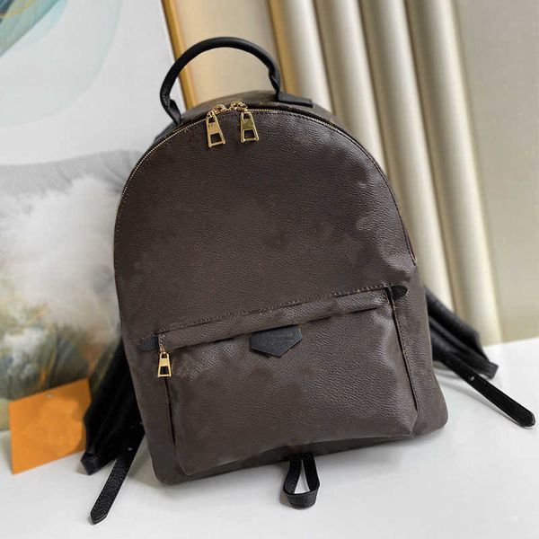

backpack style school bag handbag shoulder bags fashion classic letters cowhide genuine leather flower pattern zipper large capacity handbag