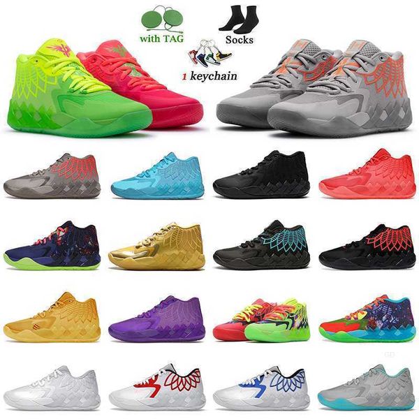 

basketball shoes designer sneakers trainer mens lamelo ball mb.01 not from here rock ridge red blast rick and morty 1of1 iridescent dreams, Black