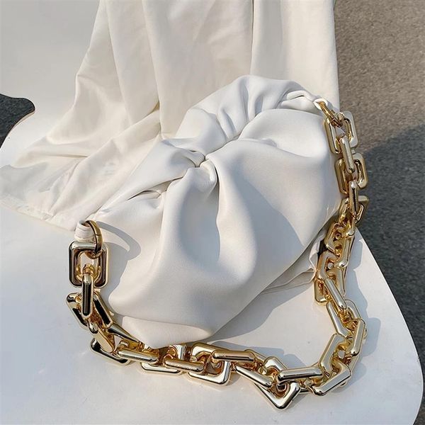 

new day clutch thick gold chains dumpling clip purse bag women cloud underarm shoulder bag pleated baguette pouch totes handbag267t