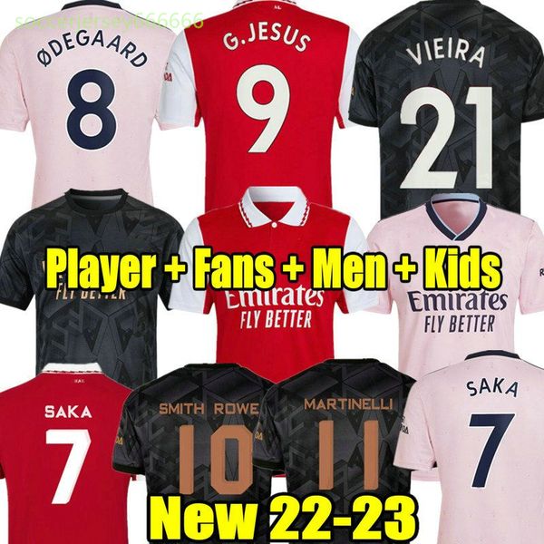 

smith rowe g.jesus saka soccer jersey saliba 22 23 fans player version odegaard nketiah martinelli tierney 2022 2023 football kits shirt men, Black;yellow