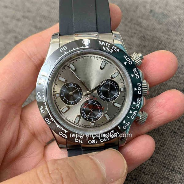 

men watch 40mm classic black silicone strap waterproof gray dial wristwatch automatic mechanical movement watches