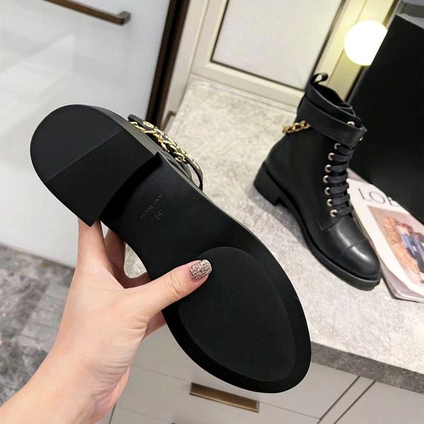 

new lady martens boots fashion designer leather embroidery elastic casual thick soled sand boots large size 35-41 with box, Black