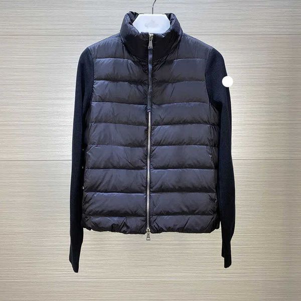 

designer brand men's down jacket embroidered badge ladies coat fashion lightweight knit clothing labels complete, Black