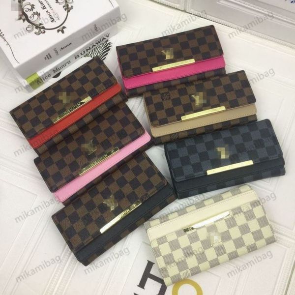 

clutch wallet quality fold wallets ladies long classical old flower purse luxurys pu leather bag credit cards slots yslity louiseity lvs viu, Red;black