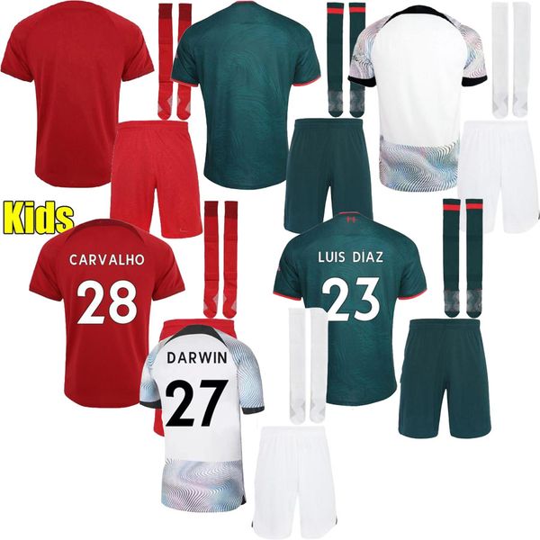 

22/23 soccer jerseys darwin luis diaz 2022 2023 ramsey alexander arnold diogo j. fabinho jones a.becker robertson kids kit full sets, Black;yellow