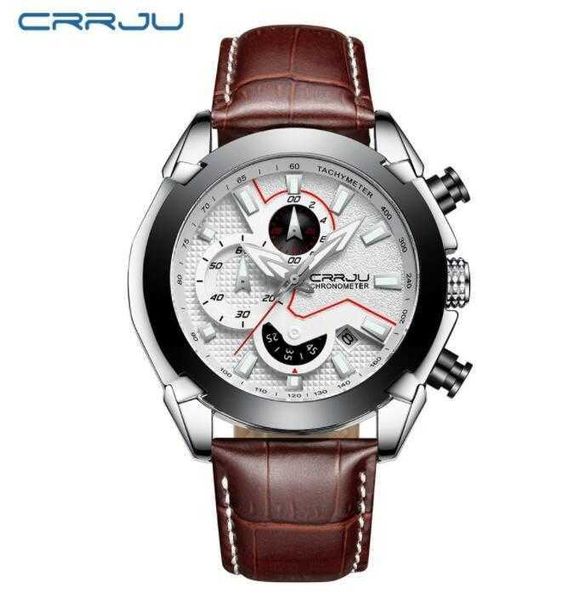 

watches seller crrju men's luminous quartz male original brand fashion business waterproof wristwatch military gift clock masculino, Slivery;brown