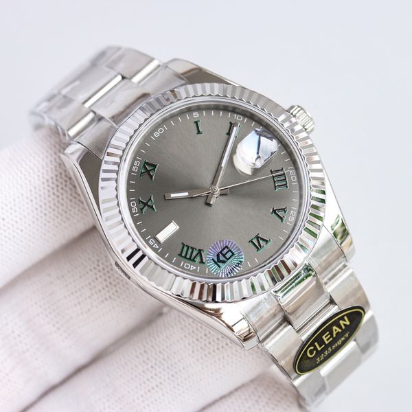 

clean factory mens luxury watch v11 grey dial roman numerals 126331 sapphire glass datejust eta2836 mechanical waterproof watches 904l origi, Slivery;brown