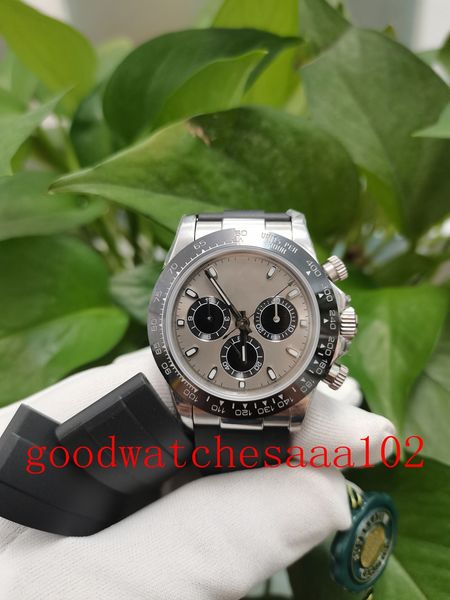 

tw new version men's wristwatches 18k yellow gold 40mm black dial 116520 116503 116519 automatic chronograph 7750 movement stainless st, Slivery;brown