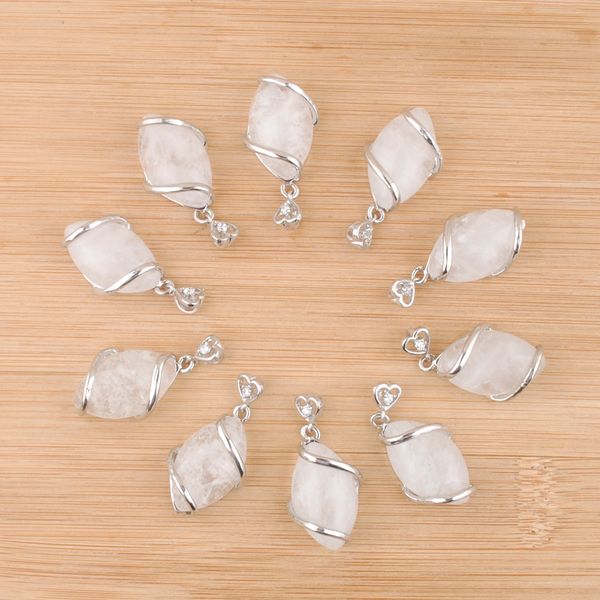 

natural stone pendants beads crystal horse eye shape charm for necklace jewelry accessories making n3245, Silver