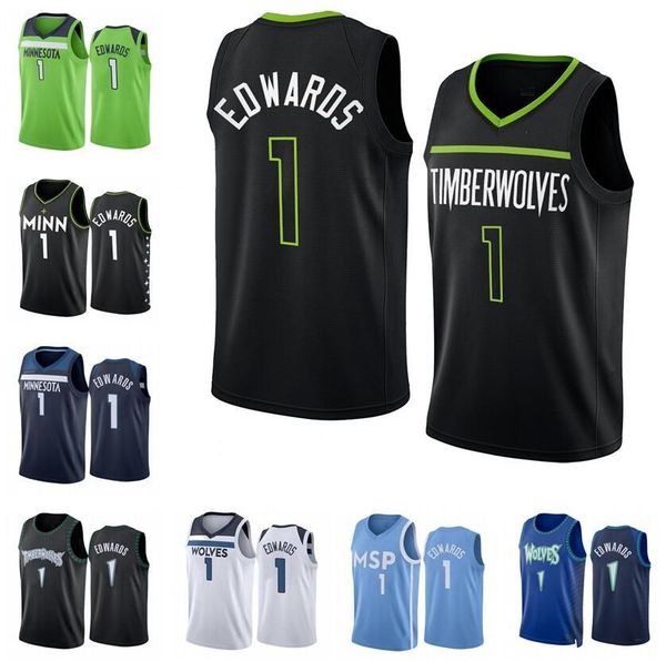 

custom custom basketball jerseys anthony edwards 2022-23 season white black city men women youth jersey, Black;red