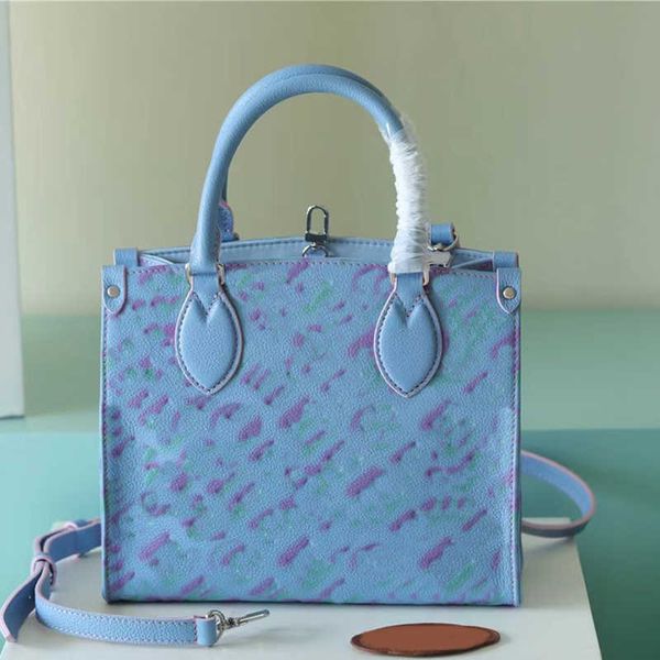 

designer brand totes shoulder women spray painted embossed grain cow leather m46168 casual hard shoppingbag open hasp crossbody