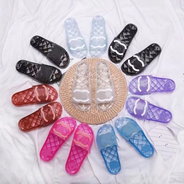 

slippers transparent cute sandals designer 2022 candy-colored flats rubber jelly shoes flip-flops outdoor beach shoes boots, Black