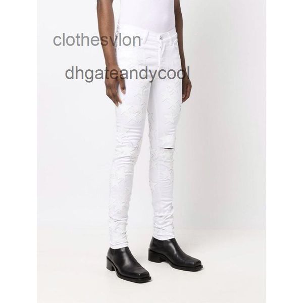 

all amirs wash amiris designer water mens five jean pants white jeans over street brand pointed stick skin hole slim fit small foot elastic, Blue