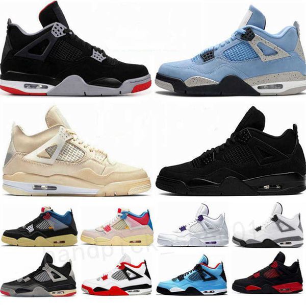 

boots 2022 basketball shoes 4 4s university blue black cat lightning mens designer sneakers thunder pure money metallic purple white cement