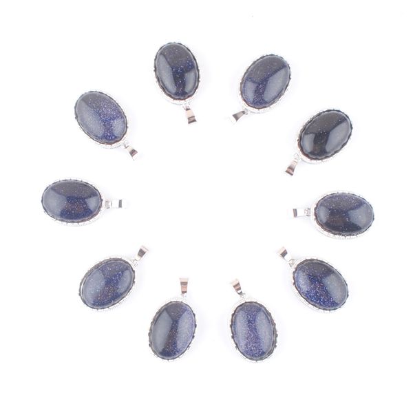 

natural stone pendants blue sand oval shape bead man women popular fashion jewelry n3335, Silver