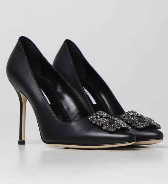 

summer luxury hangisi sandals shoes women jewel crystal buckle embellished pumps black nude leather party wedding dress lady high heels eu35