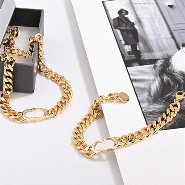

luxury designers jewelry fashion womens bracelet necklace 18k gold plated letter chunky bib choker bangle pendant link chain desig274e, Silver