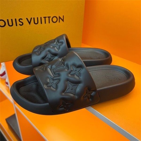 

fashion women's and men classic summer slippers slippers luxury designer slides louis vuitton shoes gucci woman sandals leisure beach m, Black