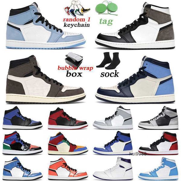 

2023 with original box men women jumpman 1 basketball shoes 1s obsidian dark mocha hyper royal outdoor mens trainer jordam jerdon, Black