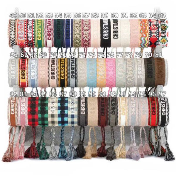 

women luxury fashion bracelets brand d designer bangle jewelry bohemian female embroidered letter hand woven tassel rope bracelet men girl f, Golden;silver