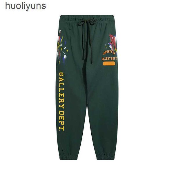 

galleryss pants mens fashion sport dept high street distressed washing water lettered drawstring for men women, Black