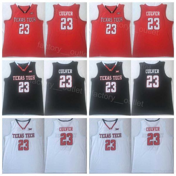 

ncaa college texas tech star jarrett culver jersey 23 basketball uniform breathable pure cotton for sport fans embroidery university team co, Black