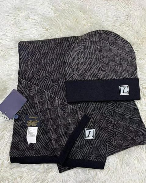 

2022 scarf hat scarves sets designer scarf hats set mens womens winter warm beanie kit, Blue;gray