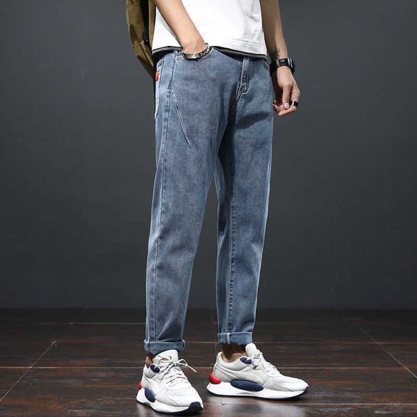 

men's trousers men's autumn trend ruffian handsome loose straight tube autumn and winter 2022 new elastic versatile jeans men, Blue