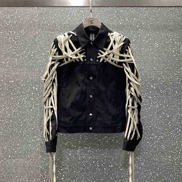 

high street brand rick new design rock style men's owens jacket clothing men's coat women's spring jacket 4vj5, Black;brown