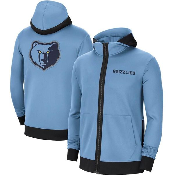 

custom custom men basketball jackets ja morant jaren jackson showtime therma flex performance full-zip training hoodie, Blue;black