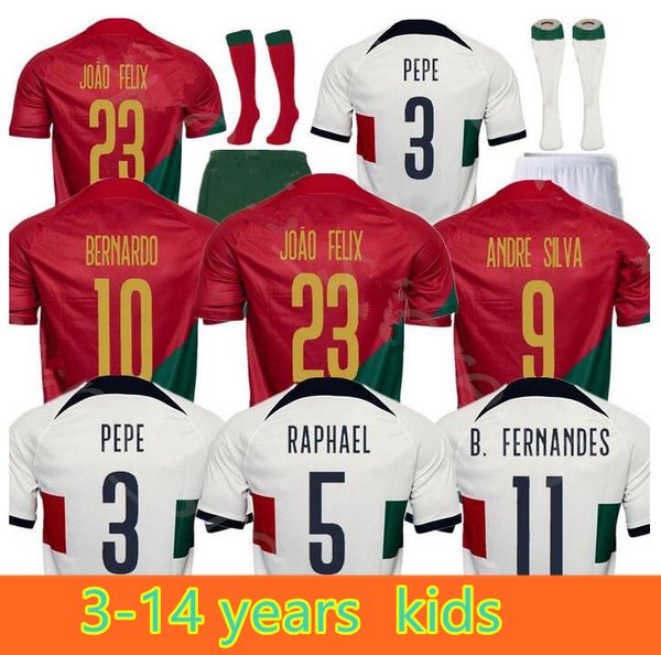 

kids 2022 portuguesa joao felix soccer jerseys portugal bruno fernandes portugieser 2023 portuguese 22 23 national team football kit, Black