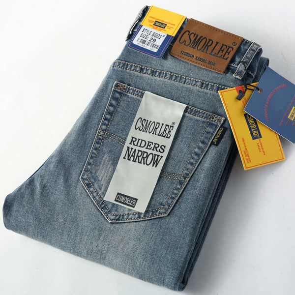 

men's light luxury cattle goods original jeans trousers line, Blue