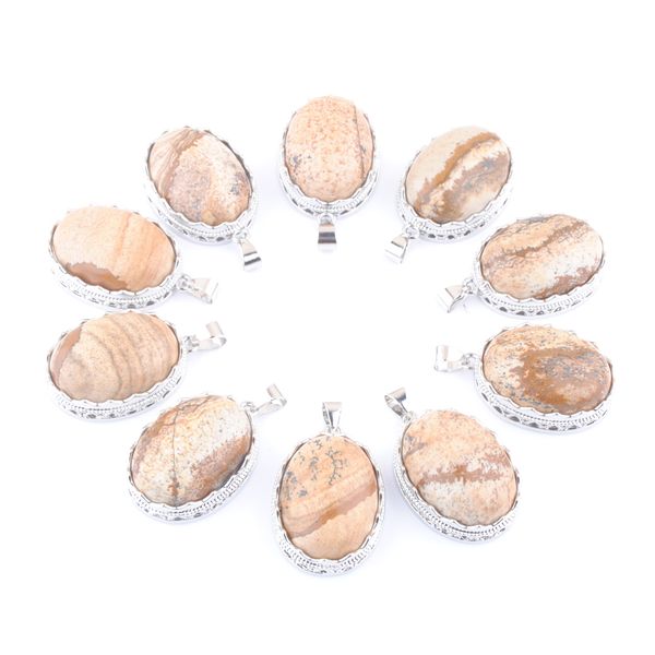 

natural stone pendants oval bead owyhee picture dangle pendant for necklace jewelry making popular n3323, Silver