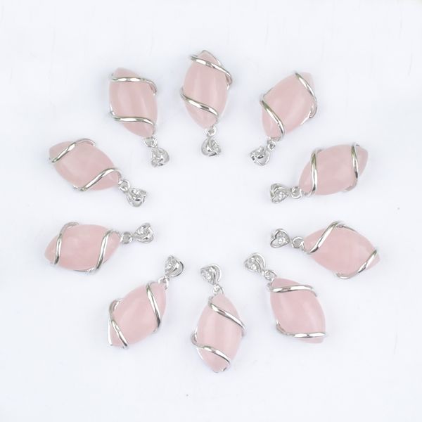 

pendant natural rose quartzs gem stone horse eye shape reiki chakra pendants bead jewelry n3242, Silver