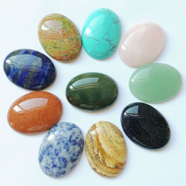 

natural stone 30x40mm cab cbochon beads for jewelry making 10pcs/lot ring accessories no hole wholesale bh009, Black