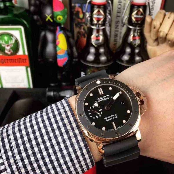 

luxury mechanical movement watch panera swiss automatic sapphire mirror 47mm 13mm imported leather band brand designers es wrist a3m4, Slivery;brown