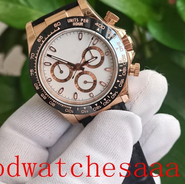 

bp new version men's fashion wristwatches 40mm 18k yellow gold white dial 116515 116518ln-0041 automatic chronograph 7750 movement leat, Slivery;brown