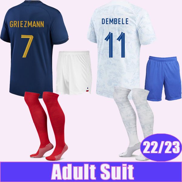 

22 23 mbappe kante suit soccer jerseys giroud griezmann benzema dembele home away suit socks football shirts, Black;yellow