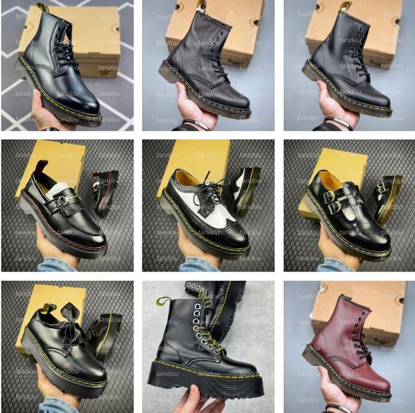 

marten ankle boots designer martin boots fashion leather women men british style motorcycle knight cowskin booties size 35-45, Black