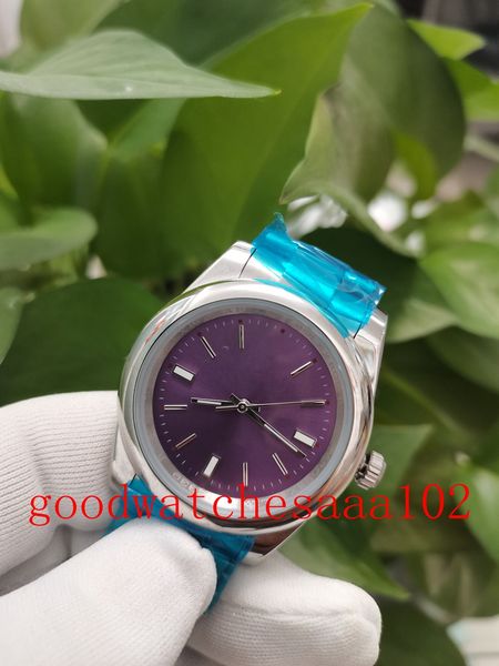 

2022 new version boys' fashion wristwatches 39mm burgundy dial 114300 automatic eta movement stainless steel bracelet men's watch, Slivery;brown