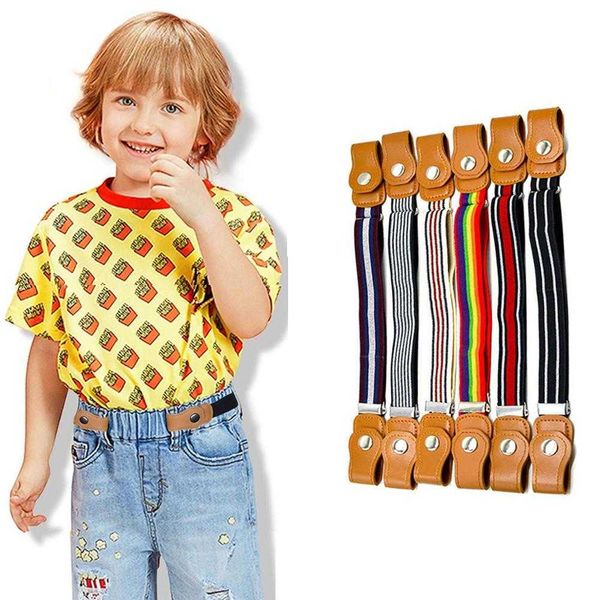 

wholesale 15 styles child buckle-elastic no buckle stretch belts for kids toddlers adjustable boys and girls, Black