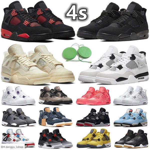 

4 4s men women basketball shoes sneaker military black cat red thunder white oreo unc blue sail metallic lightning bred gr air 1 jordas jord