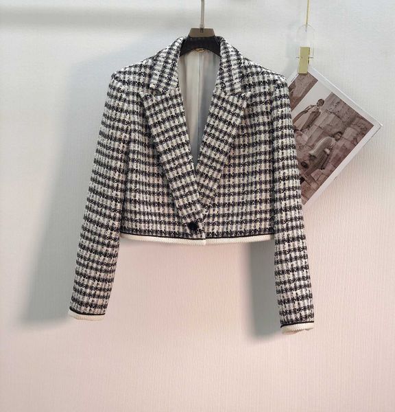 

women's jacket luxury designer design lapel short suit coat, Black;brown