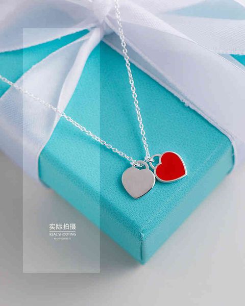 

925 sterling silver enamel new year red heart bracelet necklace shaped peach ball spring festival gift girl, Black