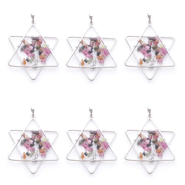 

natural tourmaline stone tree of life handmade wire color wire wrapped star pendants for jewelry marking n3806, Silver