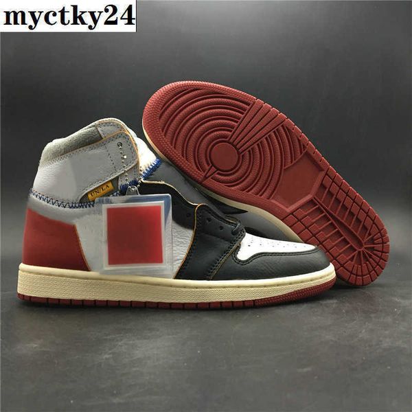 

high version 1 nrg un union white black varsity red wolf grey man designer basketball shoes fashion black toe sport trainers with box