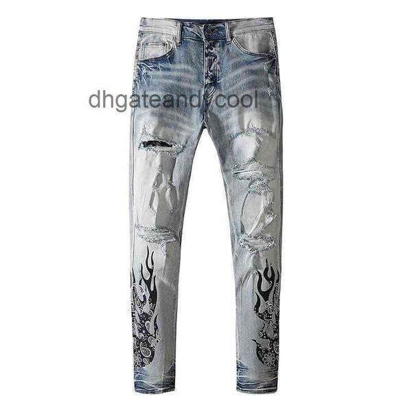 

jeans 2022 amirs mens jean pants jean designer amirs mens jean pantsy men's fashion men micro elastic large size youth trousers, Blue