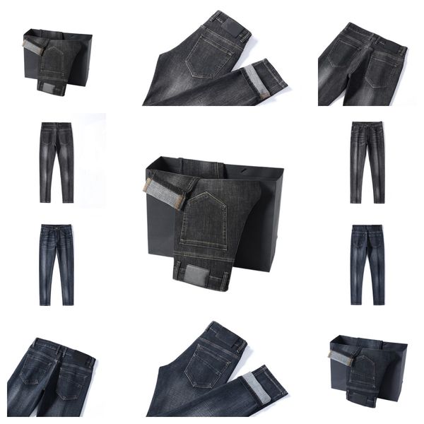 

2022 new jeans chino pants pant men's trousers stretch autumn winter close-fitting jeans cotton slacks washed straight business casual, Blue