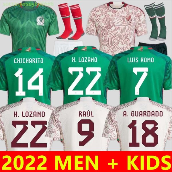 

22 23 mexico soccer jerseys player fans version h.lozano chicharito raul g dos santos world cup guardado football shirt men kids sets luis r, Black;yellow