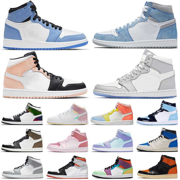 

boots jumpman 1 1s basketball shoes women men university blue hyper royal arctic orange bred banned mens trainers sports sneakers walking, Black